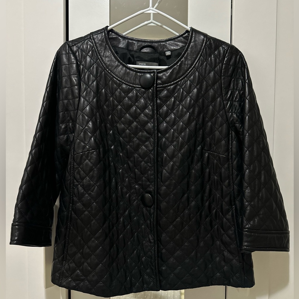 VINCE Quilted Jacket 100% leather SIZE 10